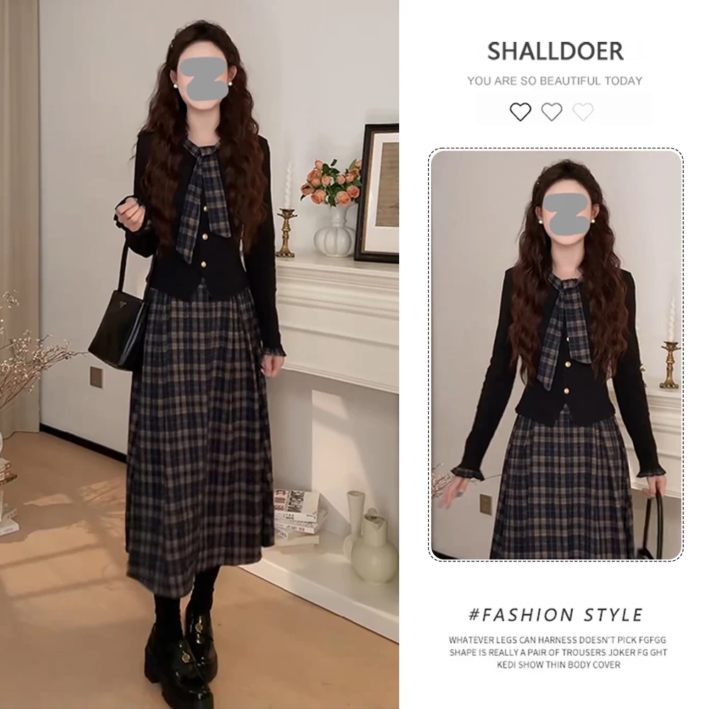 2025慵懒风秋季套头长袖上衣T恤百搭半身裙女款新款时尚套装