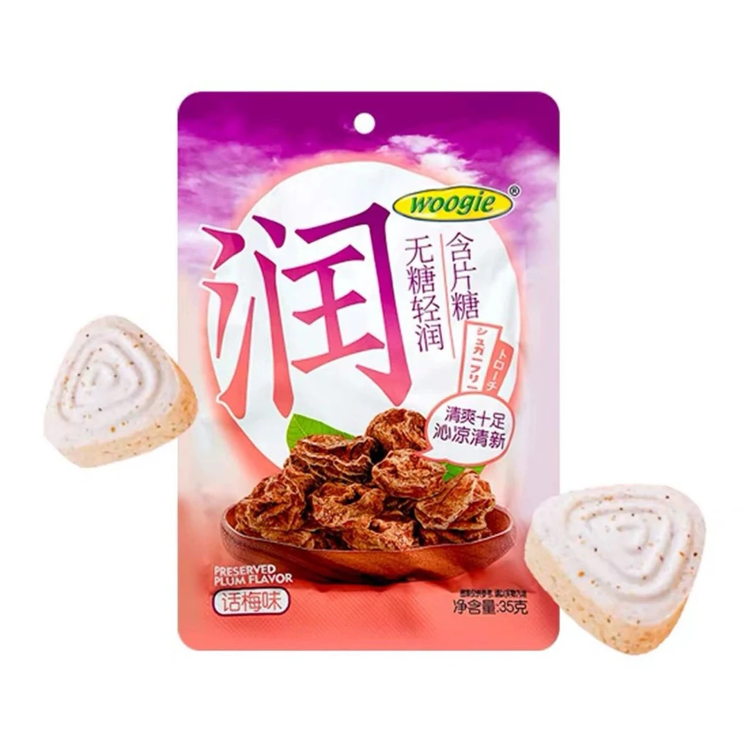 6包woogie话梅味无糖清润含片糖35g