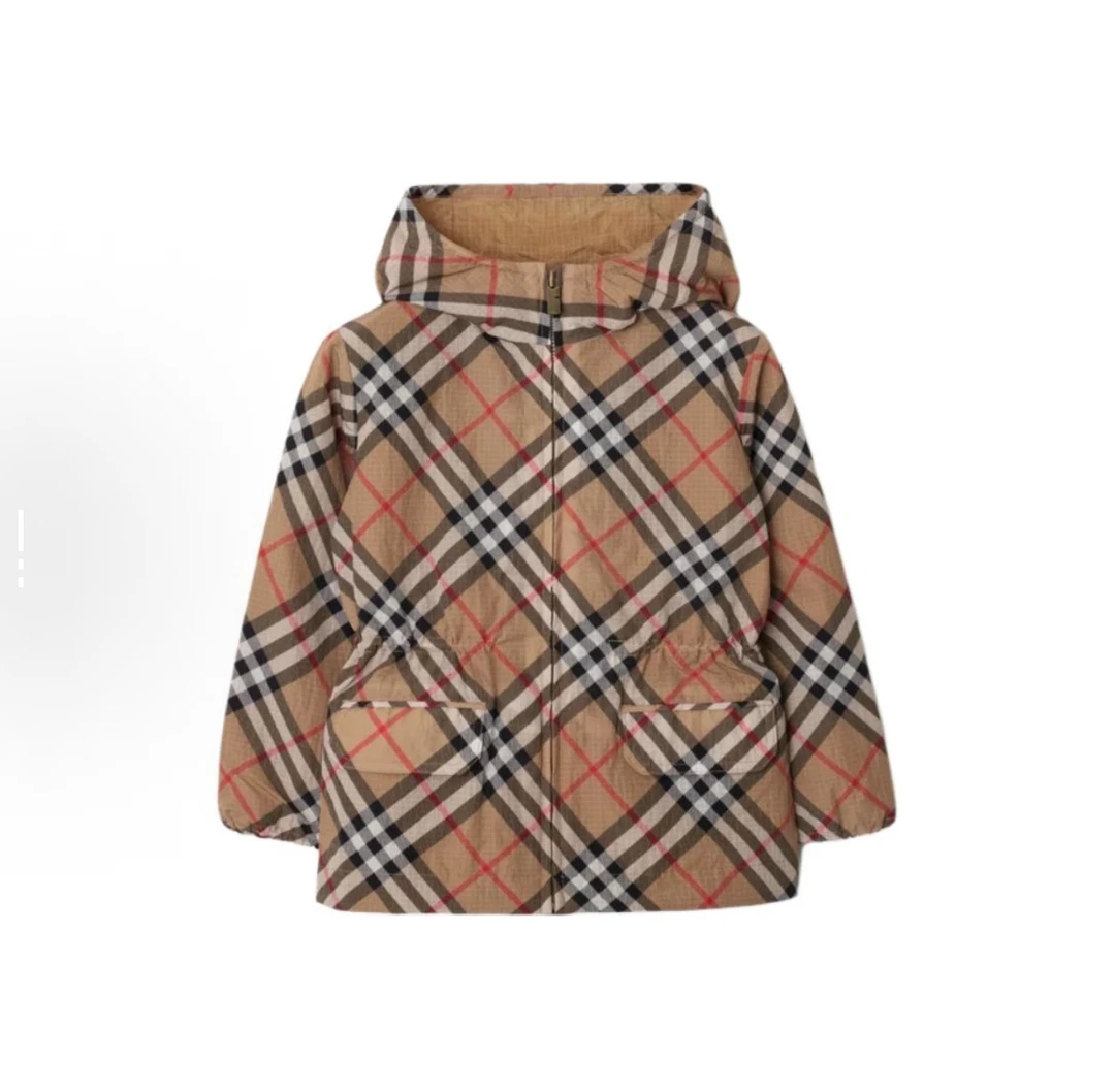 未使用 BURBERRY/博柏利 25新品格纹风衣拉链外套14Y