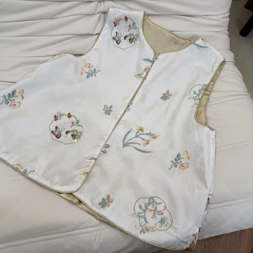 【玉瑶】新中式重工刺绣提花减龄百搭气质款马甲