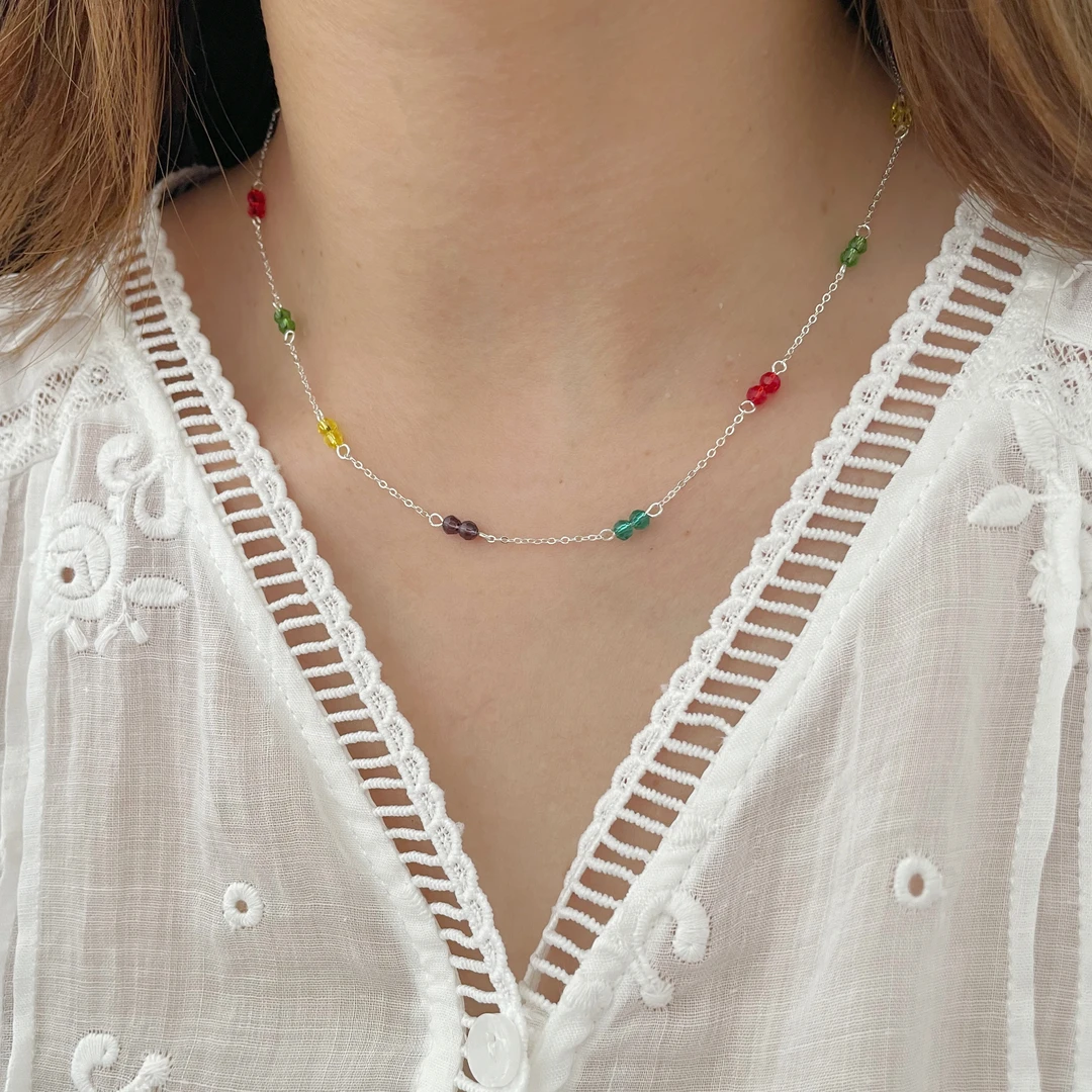 链子925银锆石 5047-彩色锆石项链