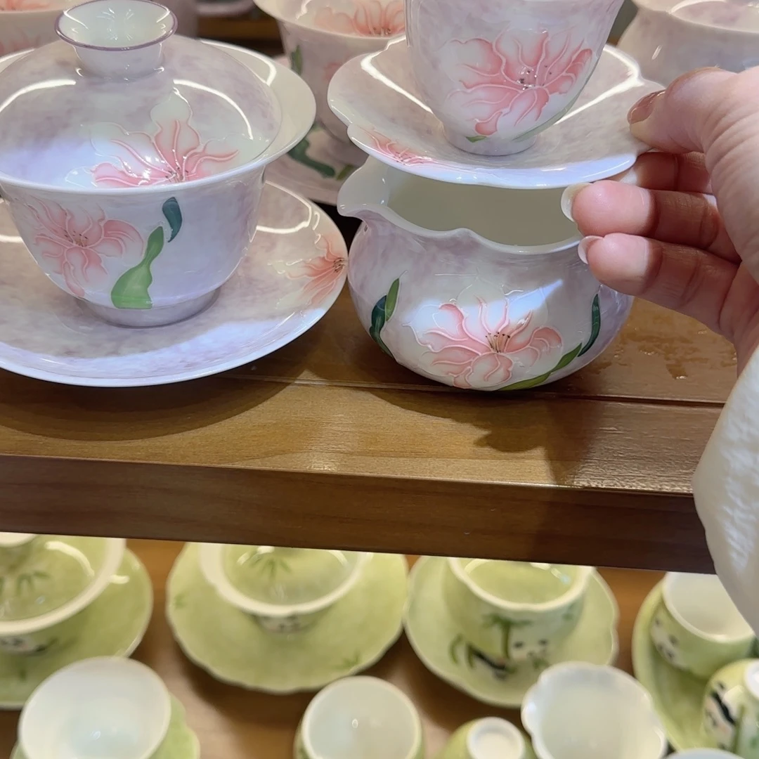 忙***茶一个盖碗➕花口主人杯加杯拖加公道杯