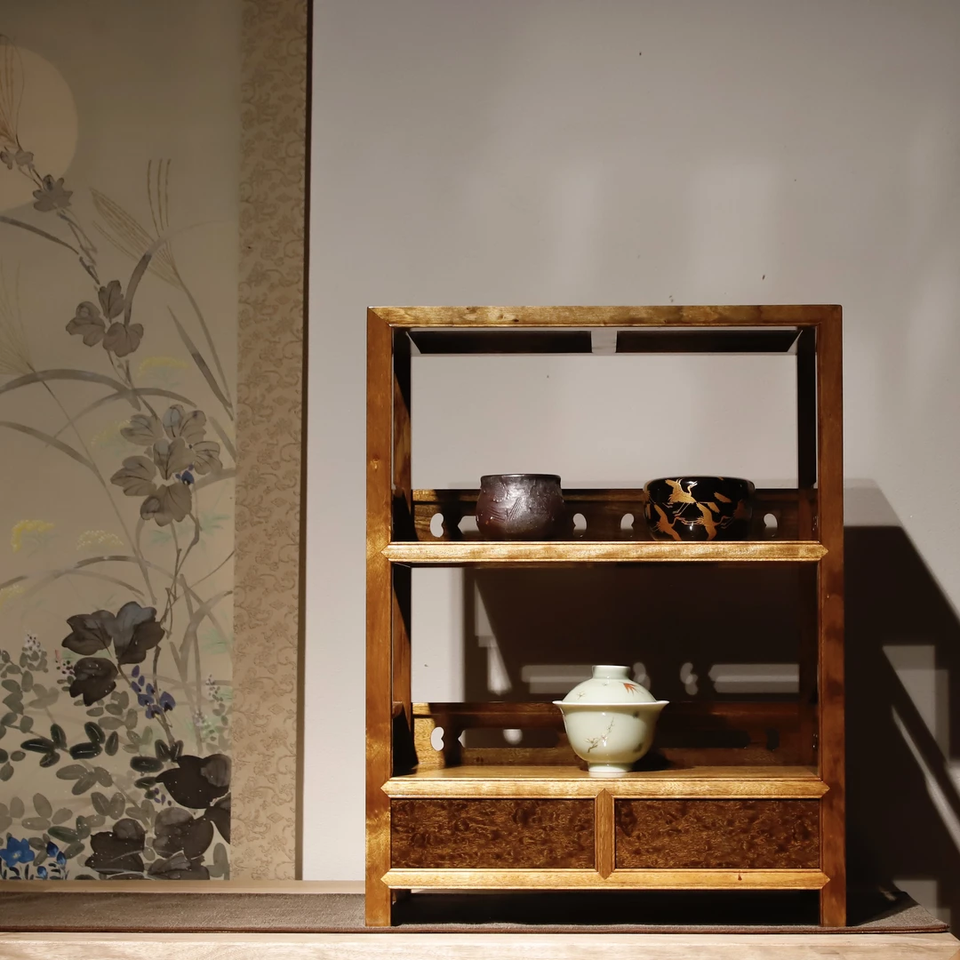 金丝楠双层茶棚茶器置物架47/36/21.5cm