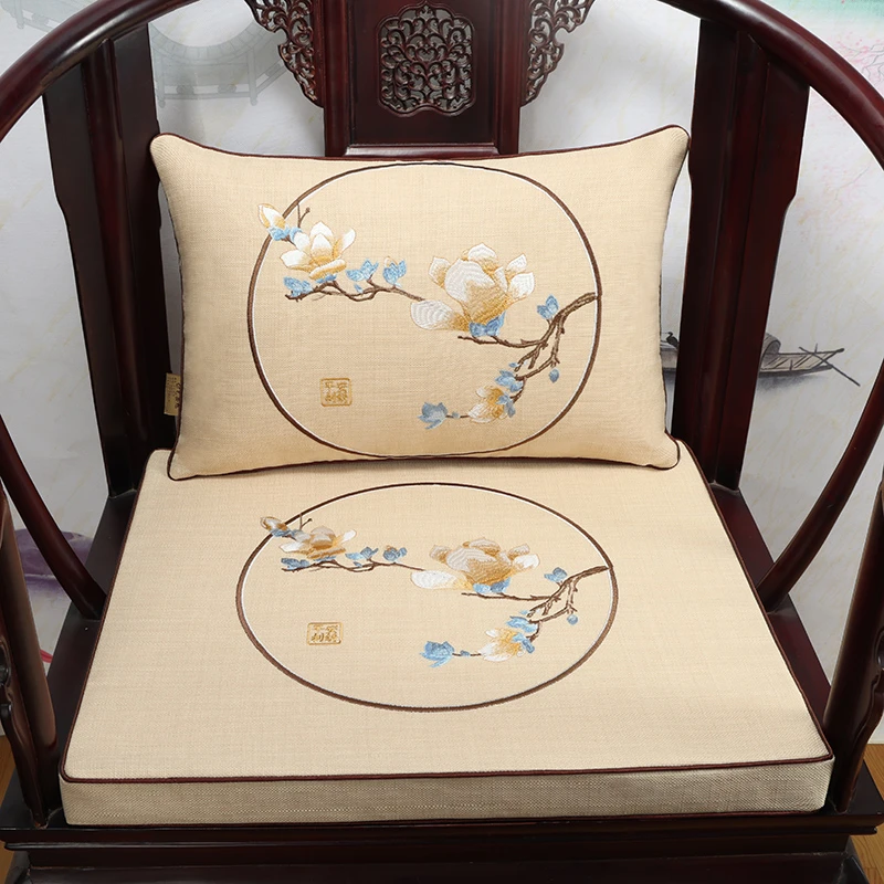 新中式椅垫坐垫红木沙发坐垫茶椅垫凳子垫圈椅太师椅座垫棕垫定制