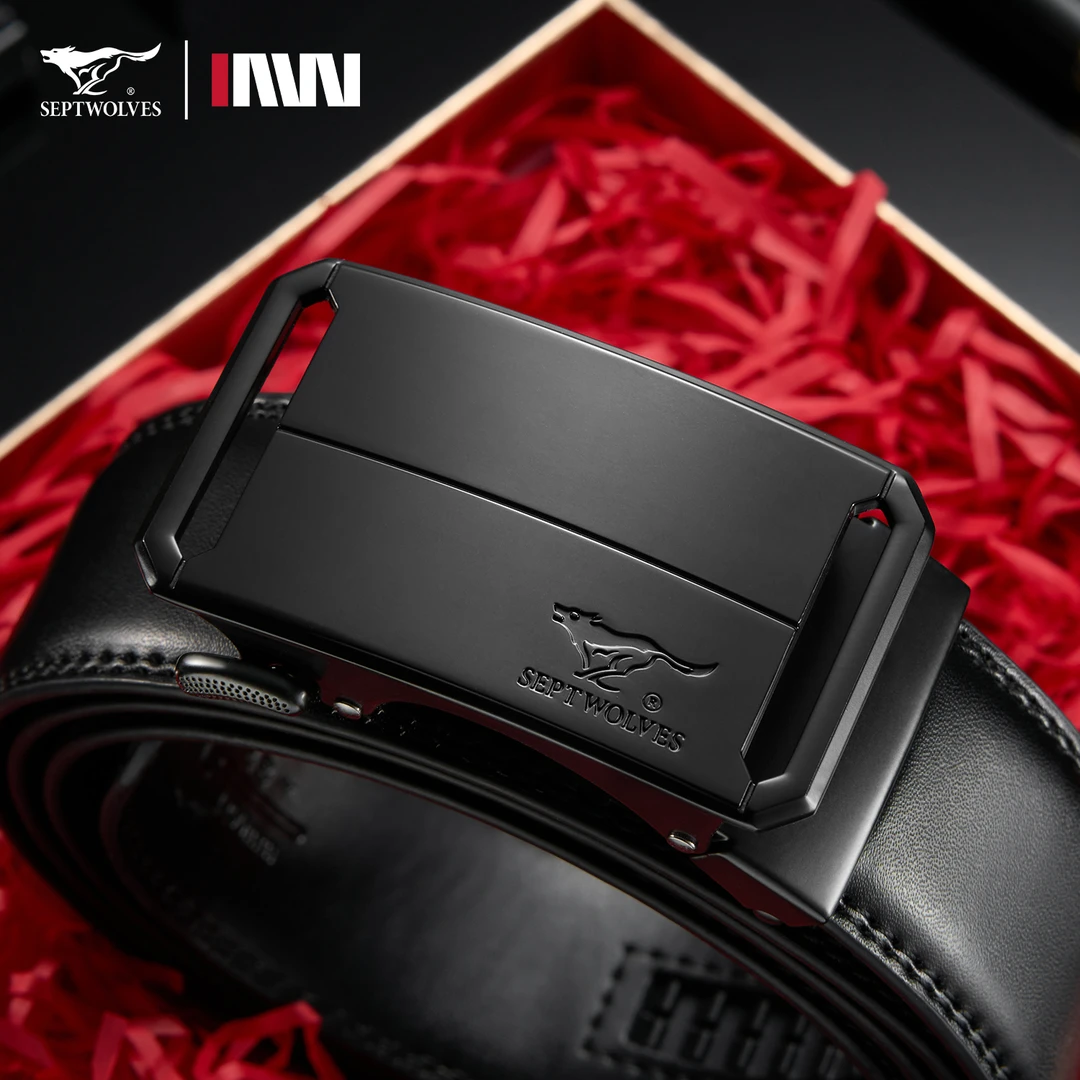 七匹狼男士腰带真牛皮休闲皮带时尚个性自动扣裤带潮流百搭礼盒装