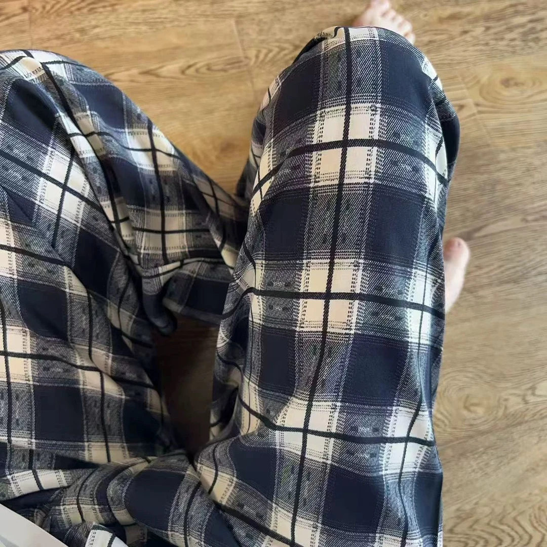 百搭休闲裤绵绸显瘦夏季九分裤碎花宽松女薄款高腰时尚垂感睡裤