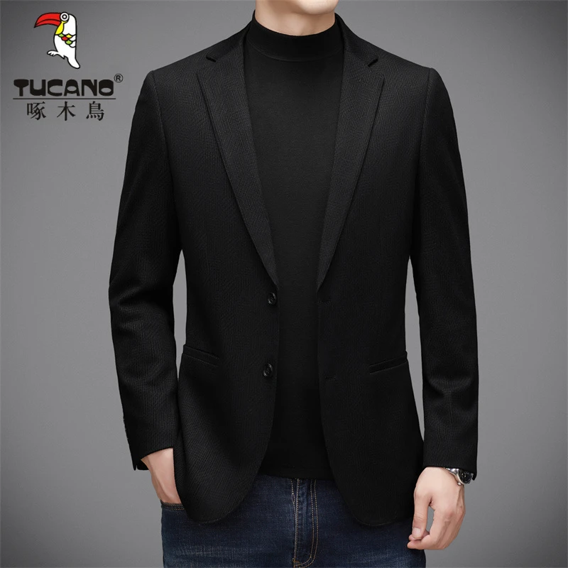 啄木鸟2025秋冬新款小西装男商务休闲婚礼高档名牌西服外套单西