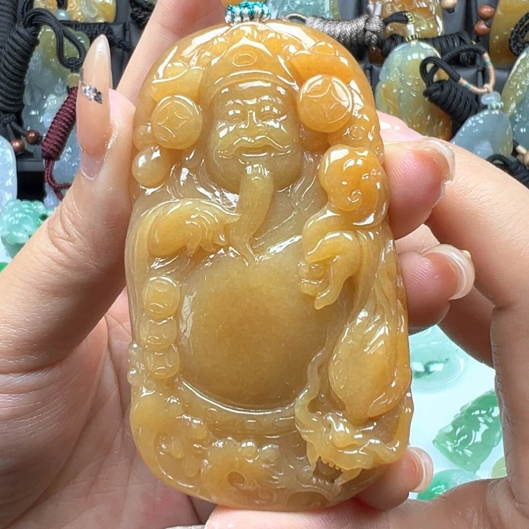 翡翠未镶嵌颈饰财神