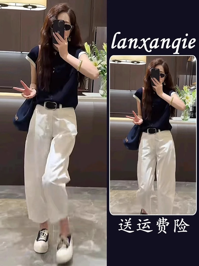 2025夏装搭配一整套欧货时尚洋气套装小个子时髦针织短袖两件套女