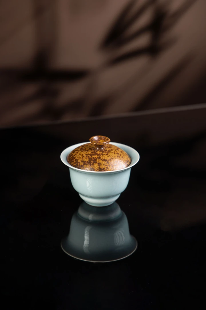 龙泉青瓷华凌潇老师作品福禄二才盖碗纯手工枣皮粉青釉茶具茶器