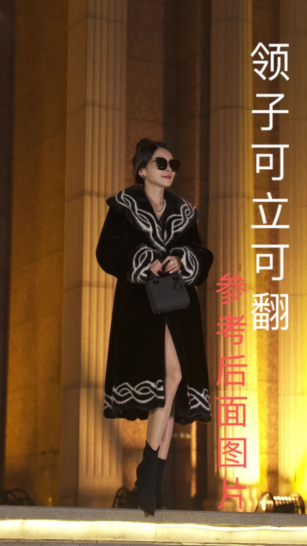 生产1【富贵祥云】2024全抽刀挽袖拼花气质轻奢长款秋冬女装外套