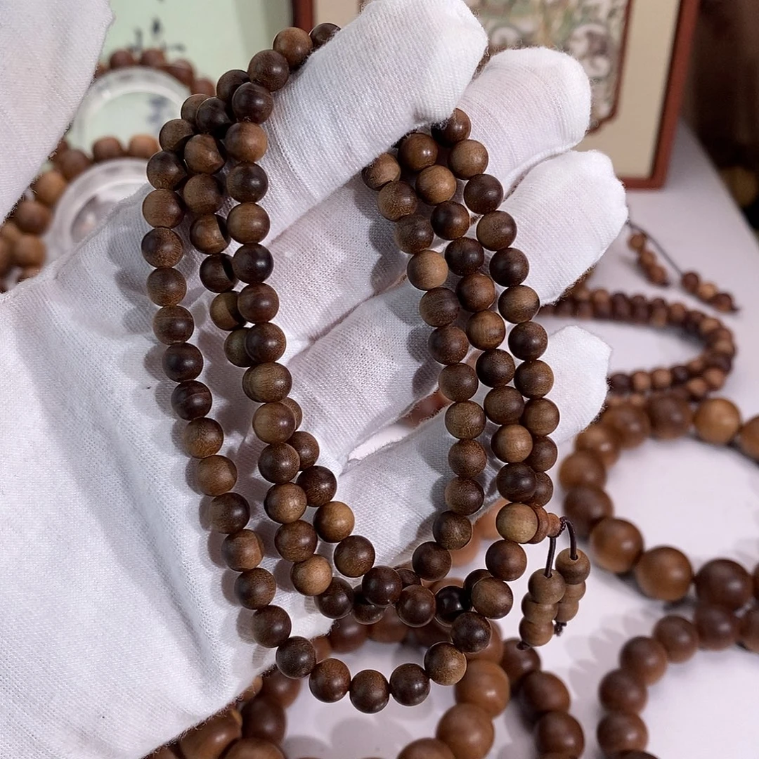 常***蛋檀香木手串/手链横纹黑肉0.6×108树心