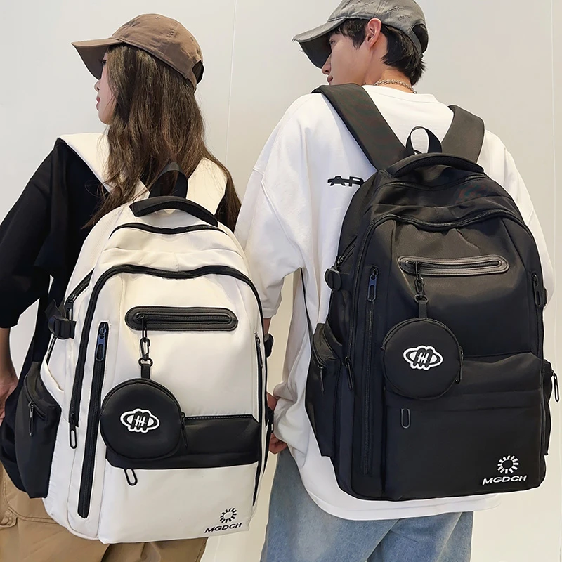 宽背带减负护脊气囊书包初中女生高中生大容量双肩包男大学生背包