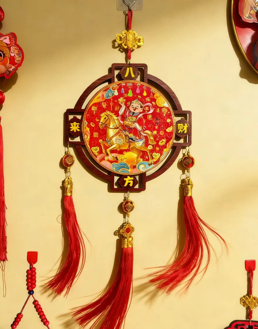 2026金马迎福八方来财桃木富贵平安挂饰