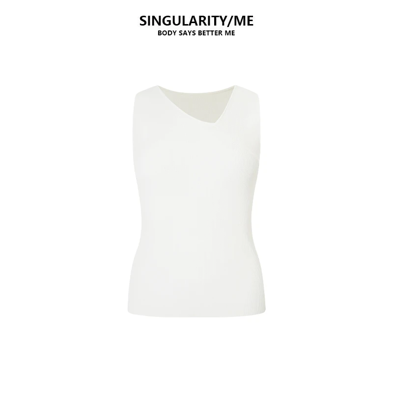 Singularity Me 3A 6148 人造丝斜V领小众设计夏无袖外穿针织背心