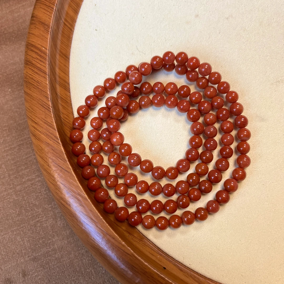 6mm柿子红108多圈，保山火焰纹南红，直播间为准