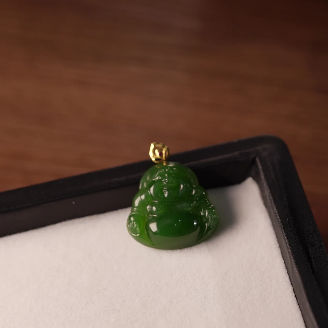 【小池专属】18k和田玉碧玉佛公 24*24*7