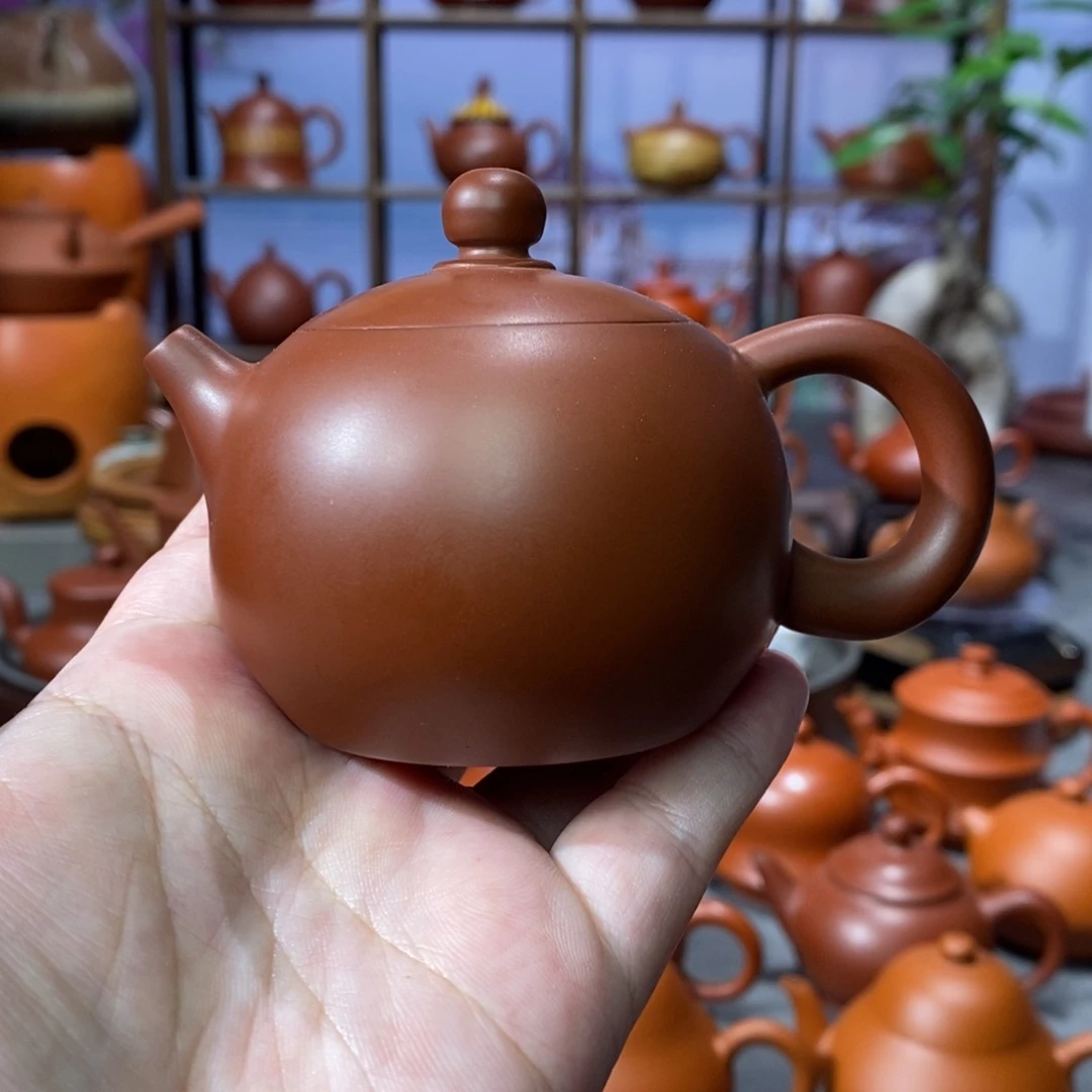 茶壶朱泥章淑煌朱泥西施壶110c