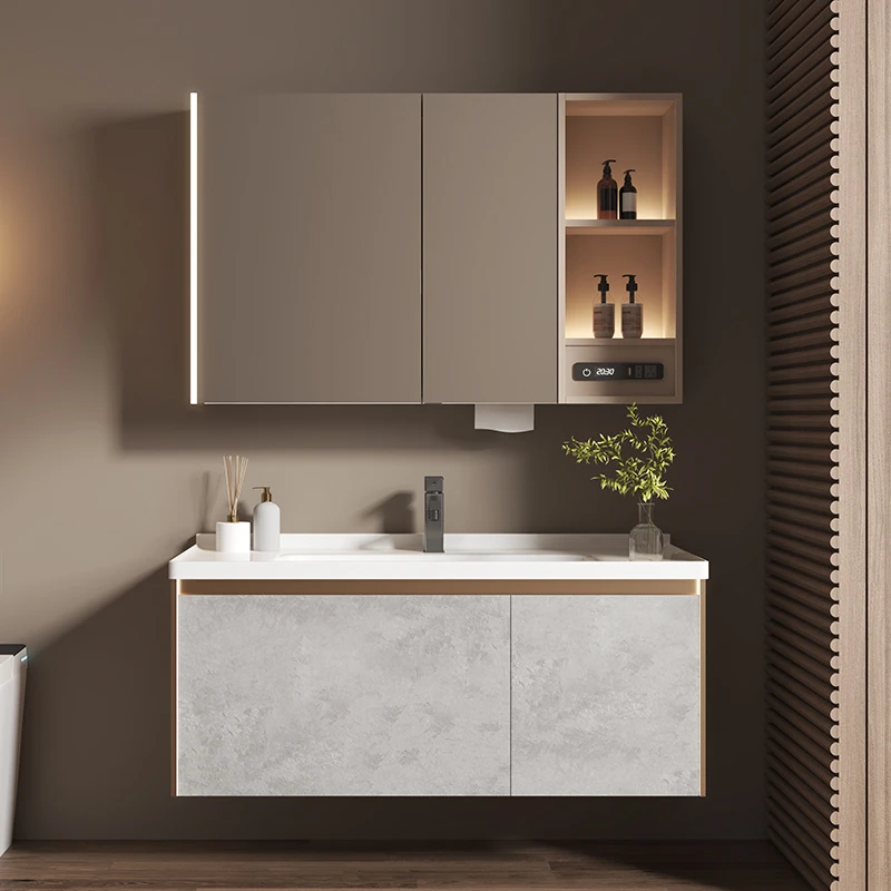 Cobbe/卡贝【陶瓷一体盆】简约现代浴室柜组合实木洗脸盆洗漱台