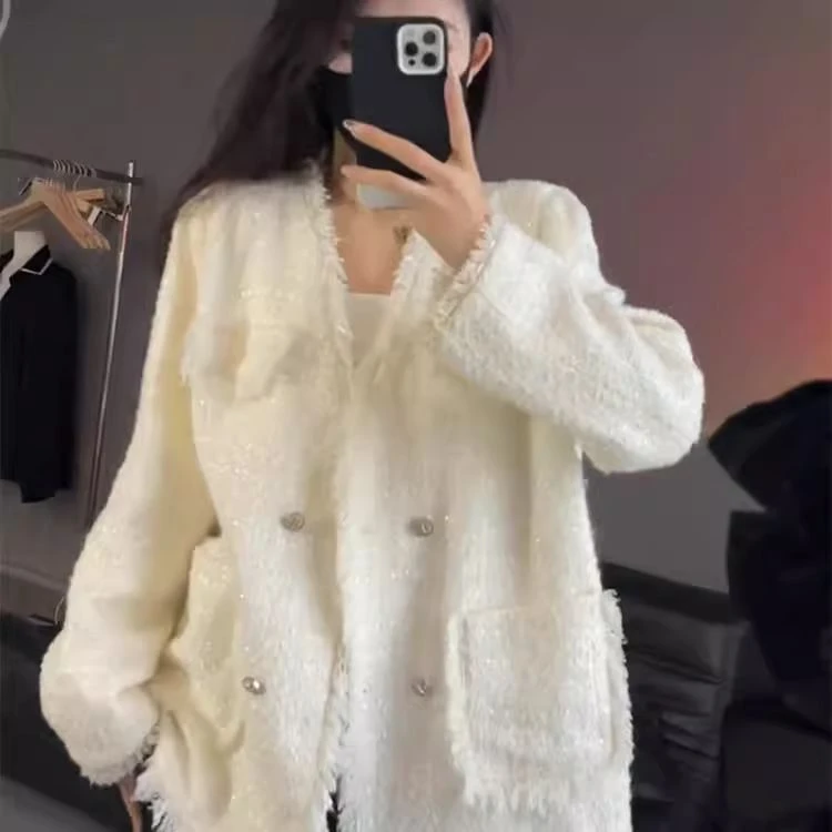 白色流苏小香风外套女早秋新款气质名媛高级感休闲百搭韩系上衣潮