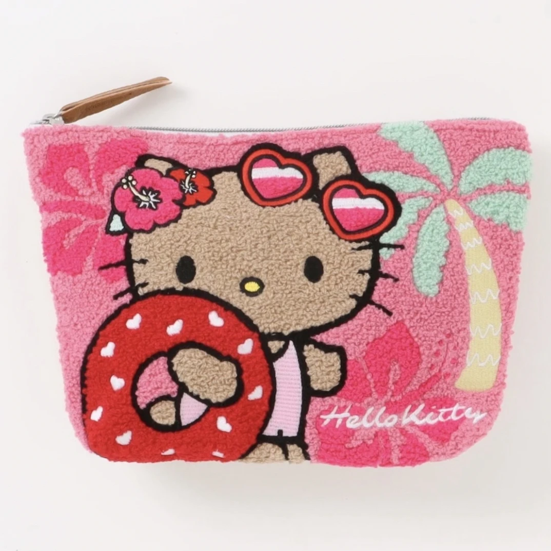 【大阪限定】Hello Kitty Kitty黑皮棕榈树粉色洗漱 手拿包