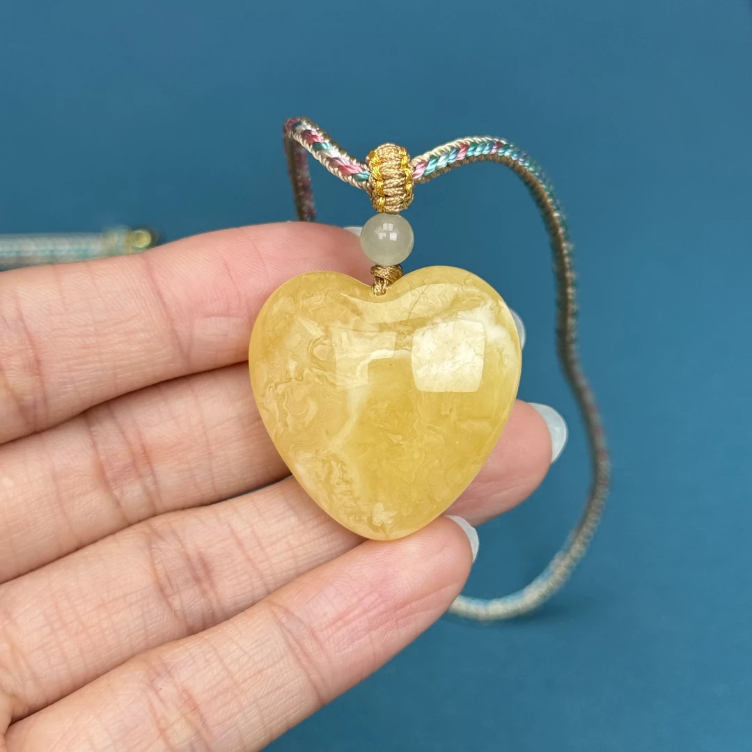 Y1032天然原矿蜜蜡爱心 吊坠孔 28*12.7mm抖音基地质检发货