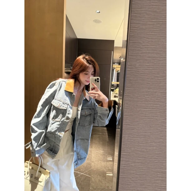 【思琦定制】2025春季美式高街宽松百搭夹克长袖上衣ins潮