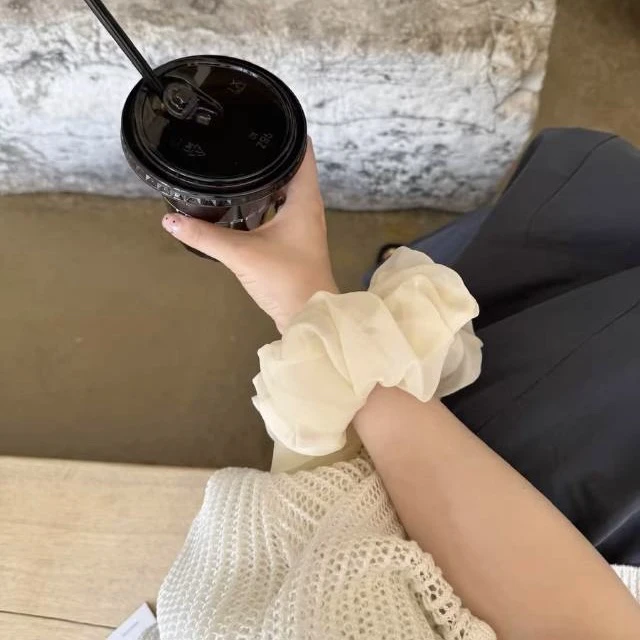 日韩超大版蓬蓬纱发圈超大版显脸小百搭款高级法式