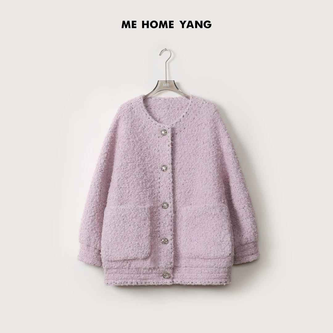 ME【温莎小姐】绵羊毛混纺复古浮雕扣保暖设计款小香风外套MEQA2406