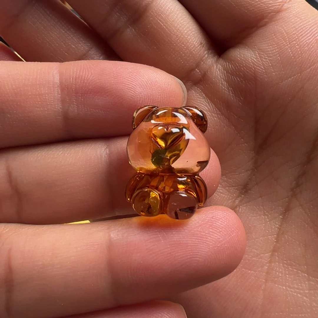 琥珀（花珀）颈饰未镶嵌小熊（打孔不退换）
