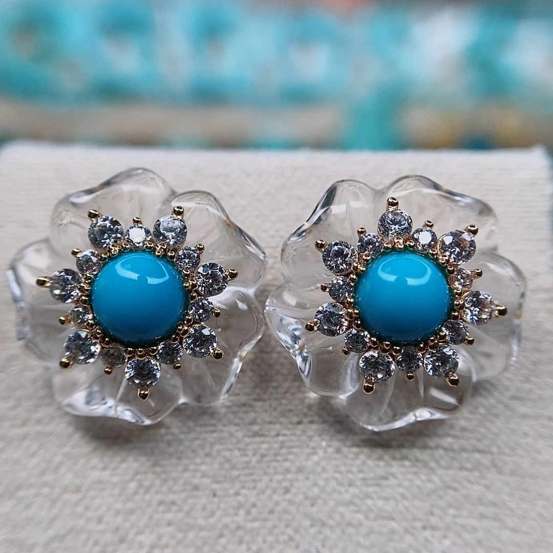 绿松石耳钉未镶嵌