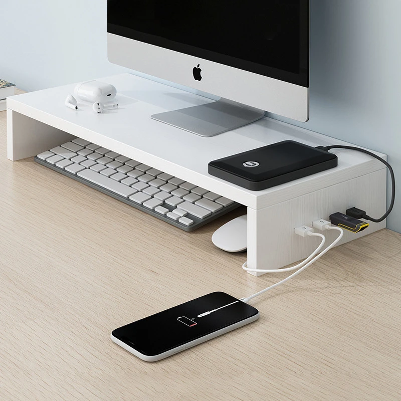 台式电脑增高架usb办公室桌面置物架收纳显示器屏幕底座支架垫高