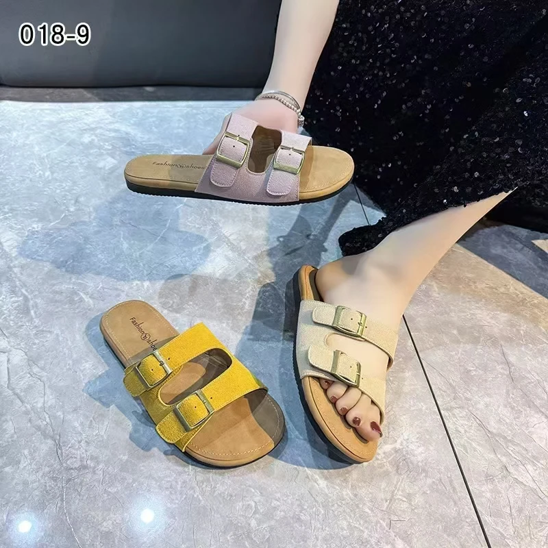 夏季防滑一字拖厚底平底女鞋百搭露趾女士，018一9