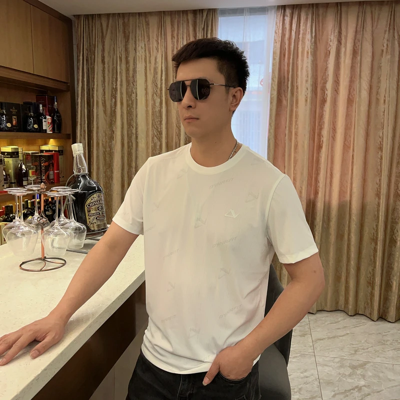 2025夏季男士新款潮流图案字母印花上衣时尚短袖T恤高品质32109