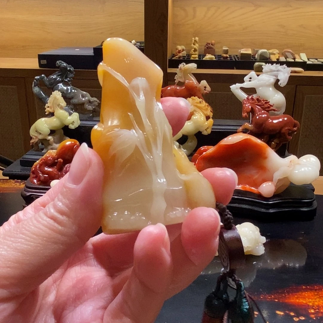 寿山石印石步步高升