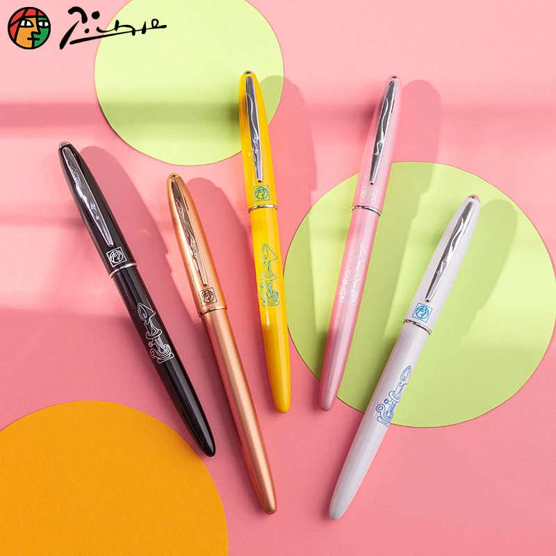 毕加索钢笔606小学生专用可替换墨囊练字钢笔暗尖0.38mm两用包尖