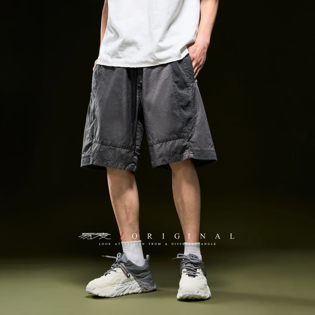 2025上新夏季潮短裤灰色美式运动短裤五分裤潮流男士中裤牛仔日系