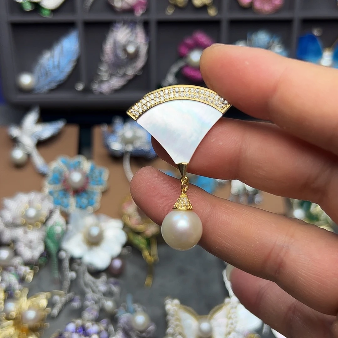 胸针合金淡水珍珠