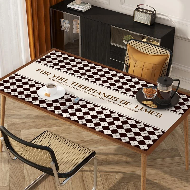 吸水美式餐桌垫子轻奢桌面防油免洗防水防烫硅胶桌布餐边柜长方形