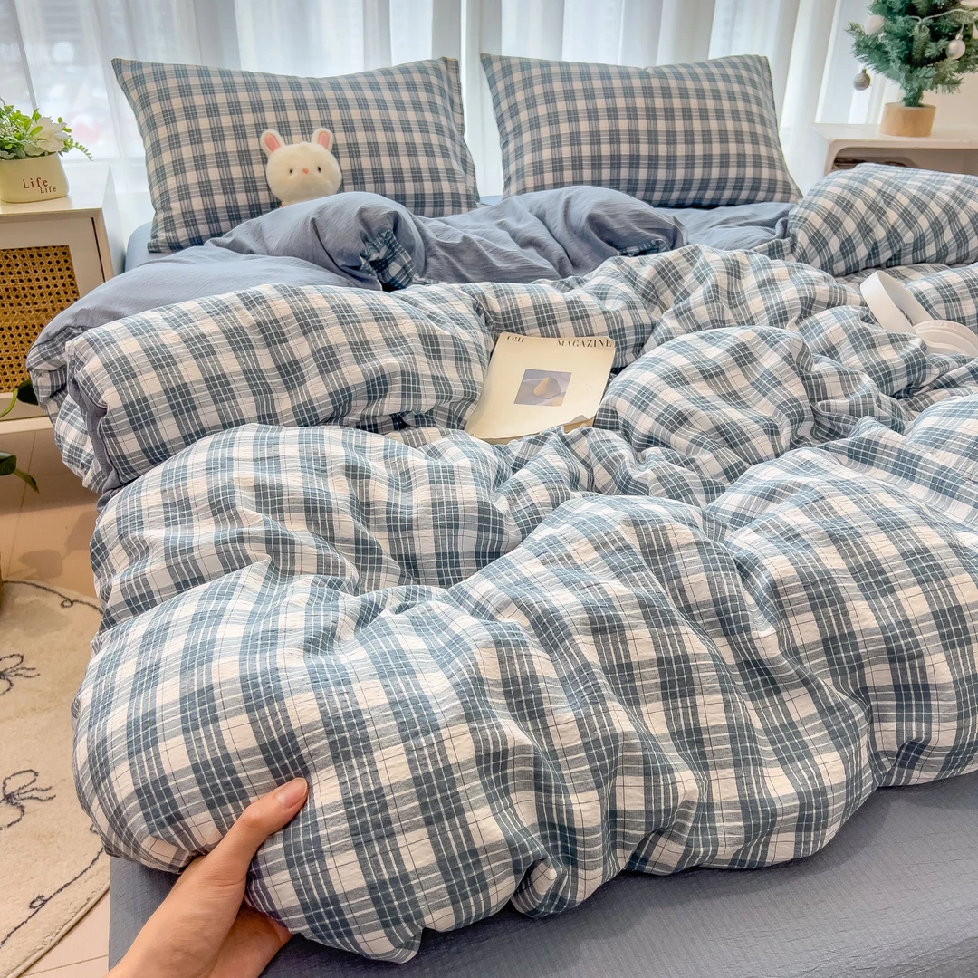 云感双层纱四件套床上用品夏季被套床单宿舍三4件套家用双人被罩