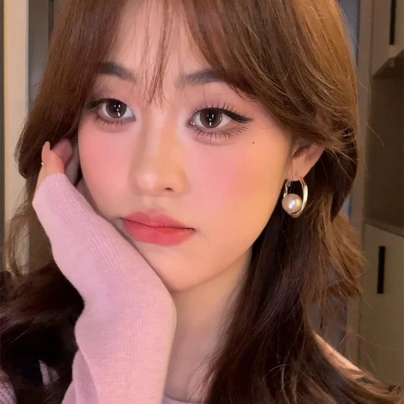 铜合金耳饰 百搭银环珠韵耳钉耳环女复古耳饰高级时尚耳饰