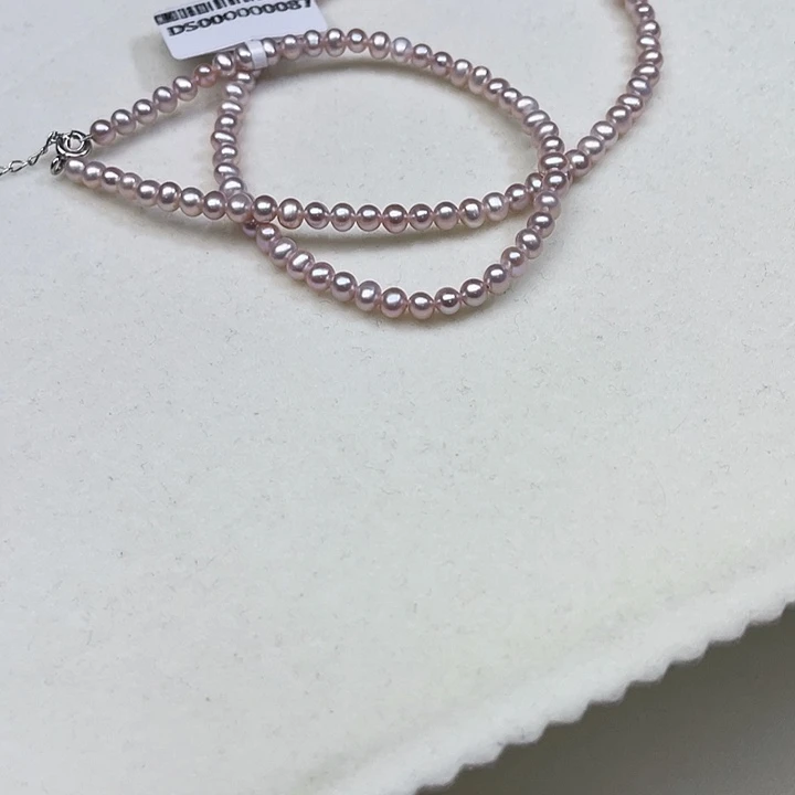 银S925镶嵌淡水珍珠颈饰卡4➕极光浪漫樱花粉