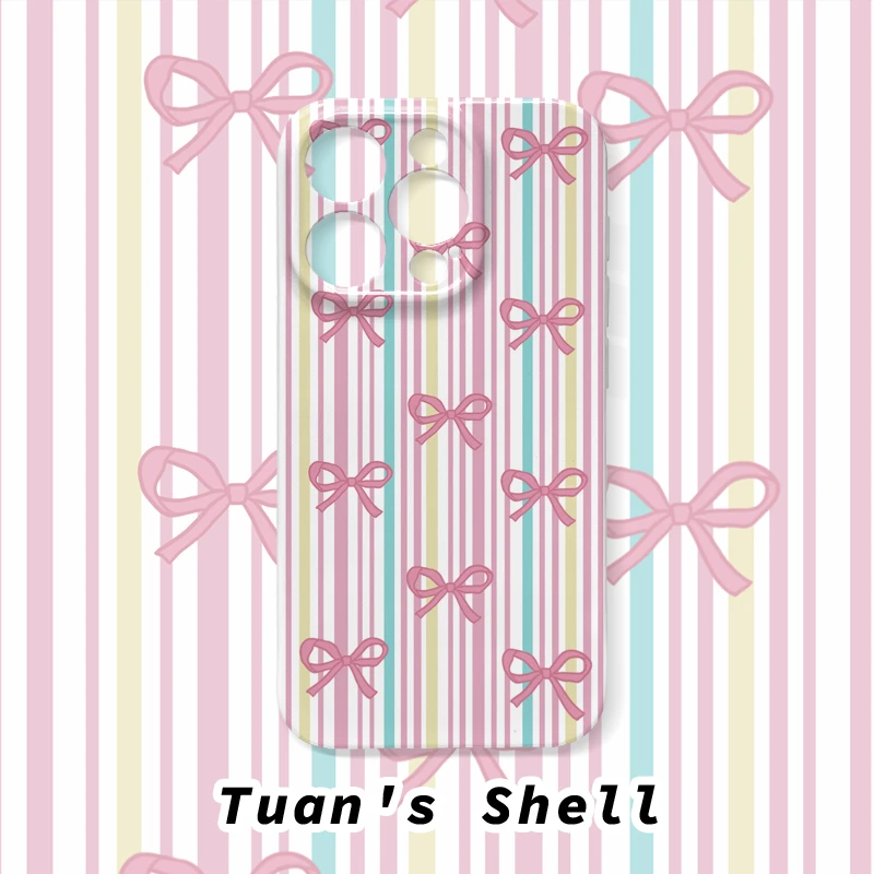 条纹蝴蝶结菲林软壳适用苹果VIVO华为OPPO小米荣耀一加手机壳