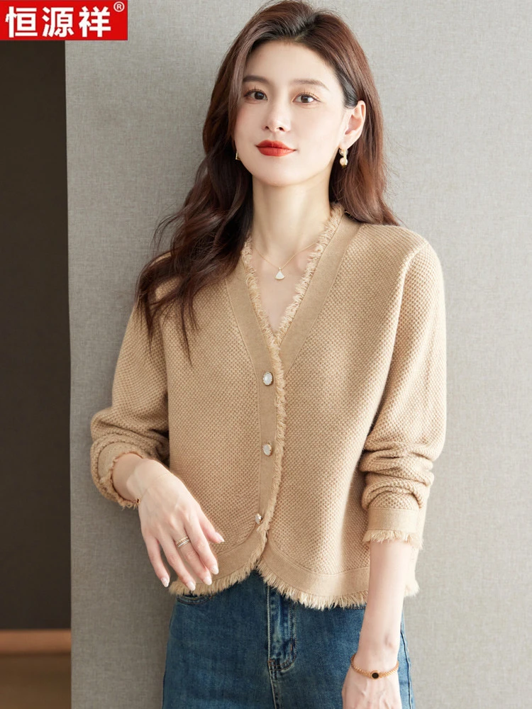 长袖开衫款套头款女拼色毛针织衫气质外搭加厚纯色百搭上衣春秋