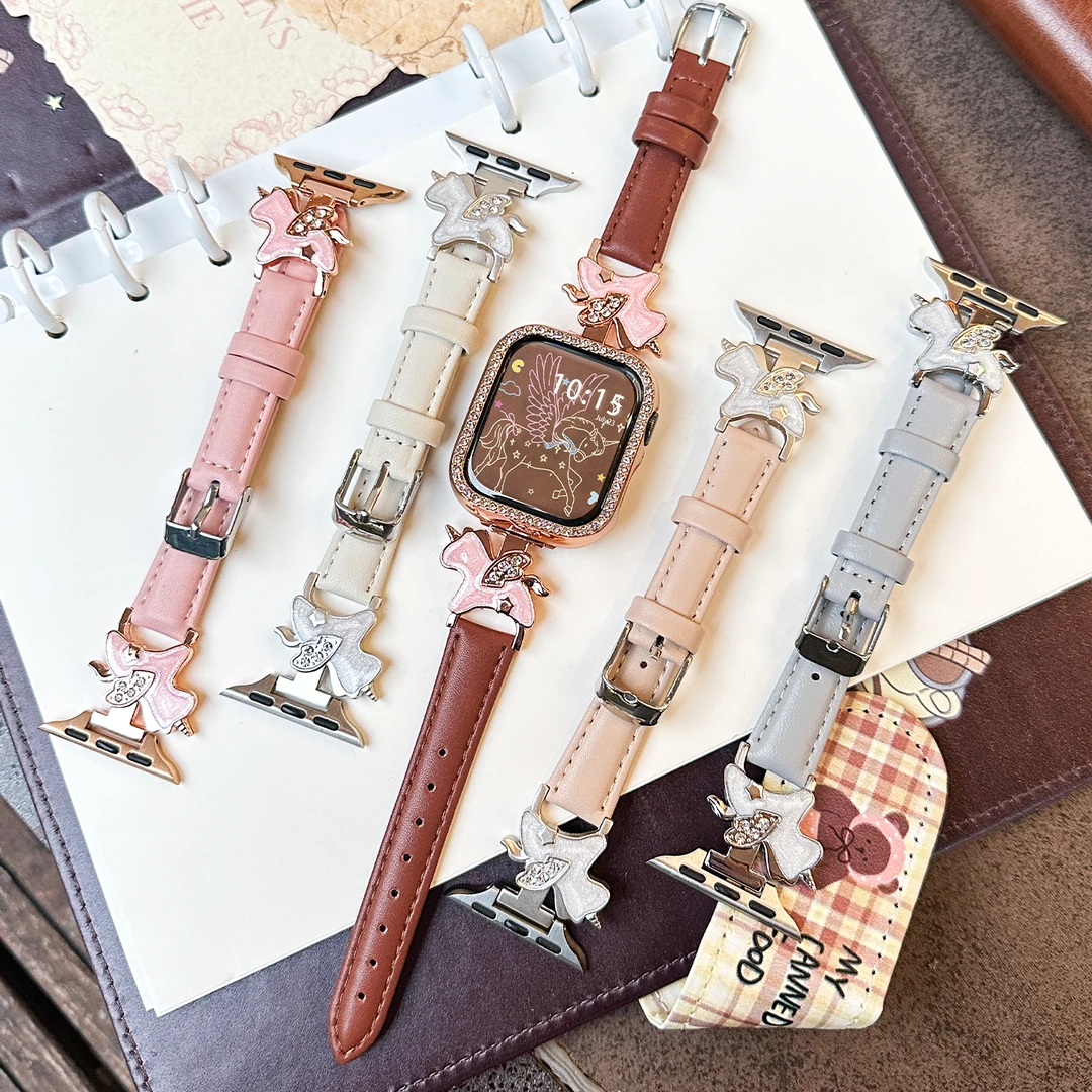 【独角兽】适用苹果手表s11表带真皮iWatch腕带apple watch保护壳套