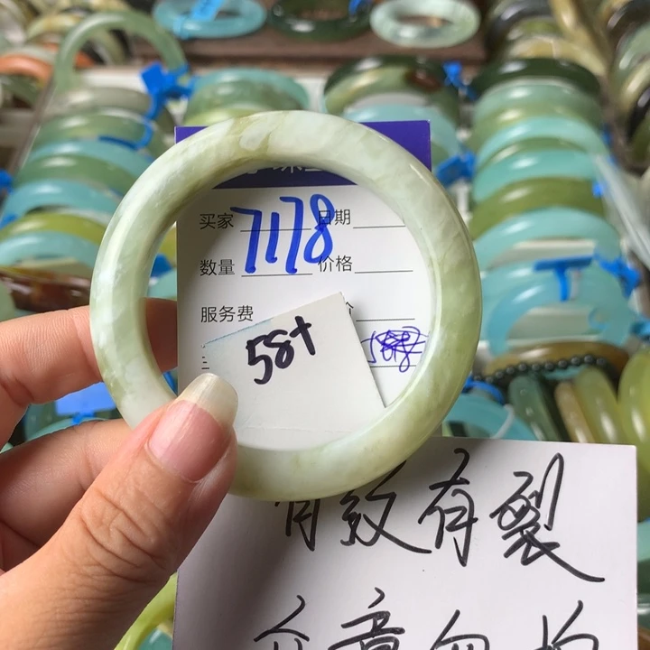 未镶嵌蛇纹石玉手镯7178