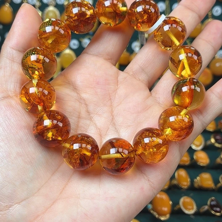琥珀未镶嵌手链花珀手串