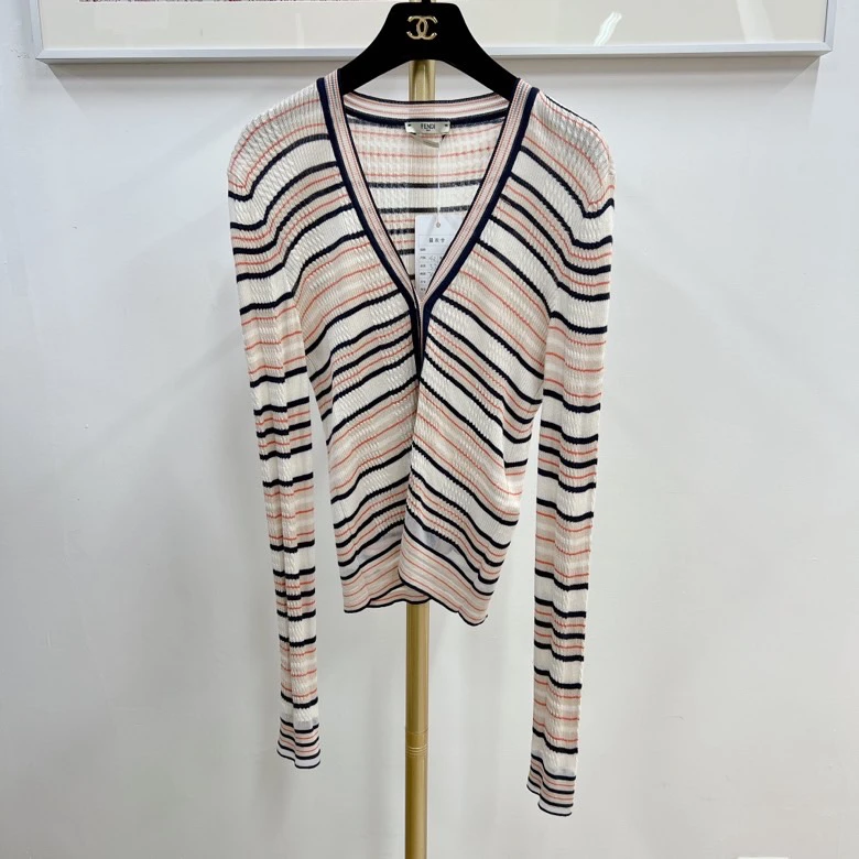 95新 FENDI/芬迪 条纹针织开衫/0390450014009