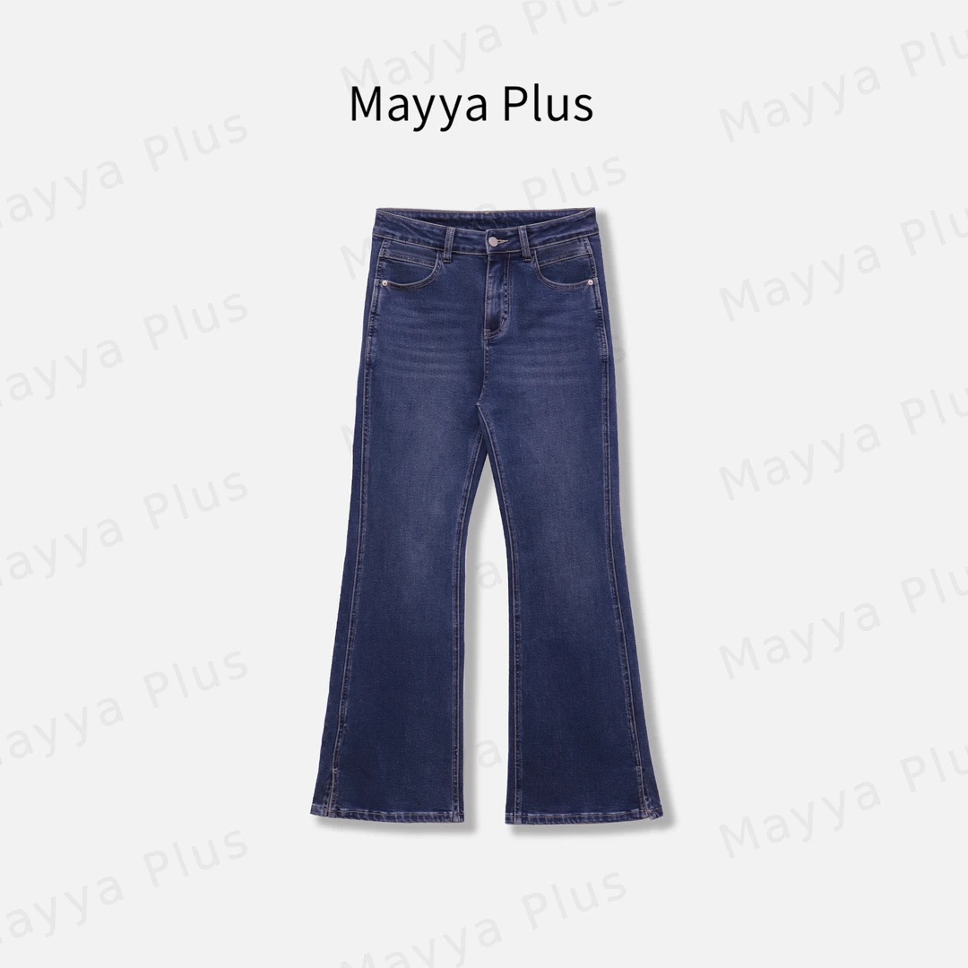 【情书牛仔】Mayya Plus麦芽定制高腰流光风显瘦微喇牛仔裤32537339