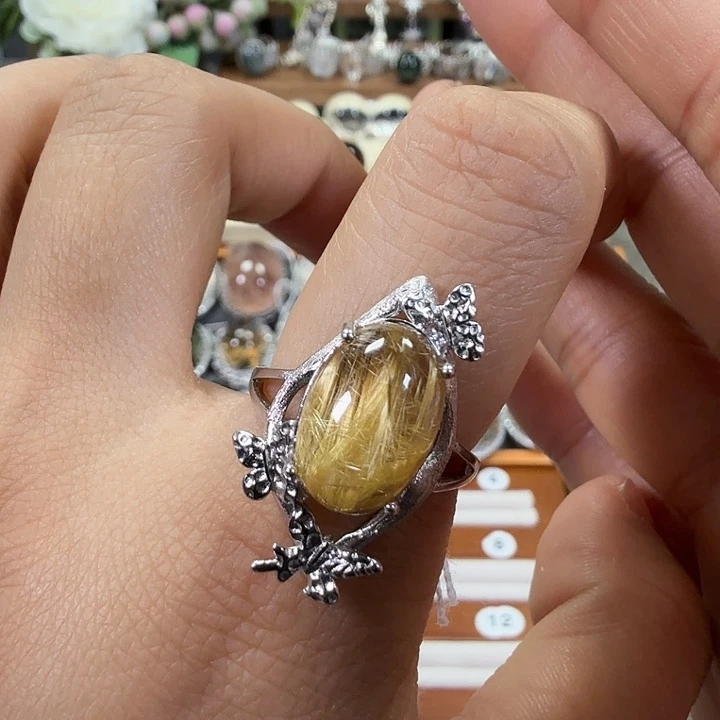 银S925镶嵌戒指水晶